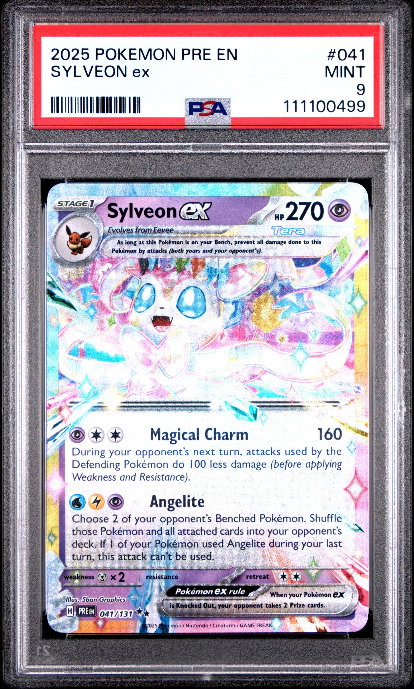 SYLVEON EX 41/131 Common POKEMON PRE EN-PRISMATIC EVOLUTIONS PSA9 MINT 9 PSA population 555 <a href=https://www.psacard.com/cert/111100499/psa>https://www.psacard.com/cert/111100499/psa</a>