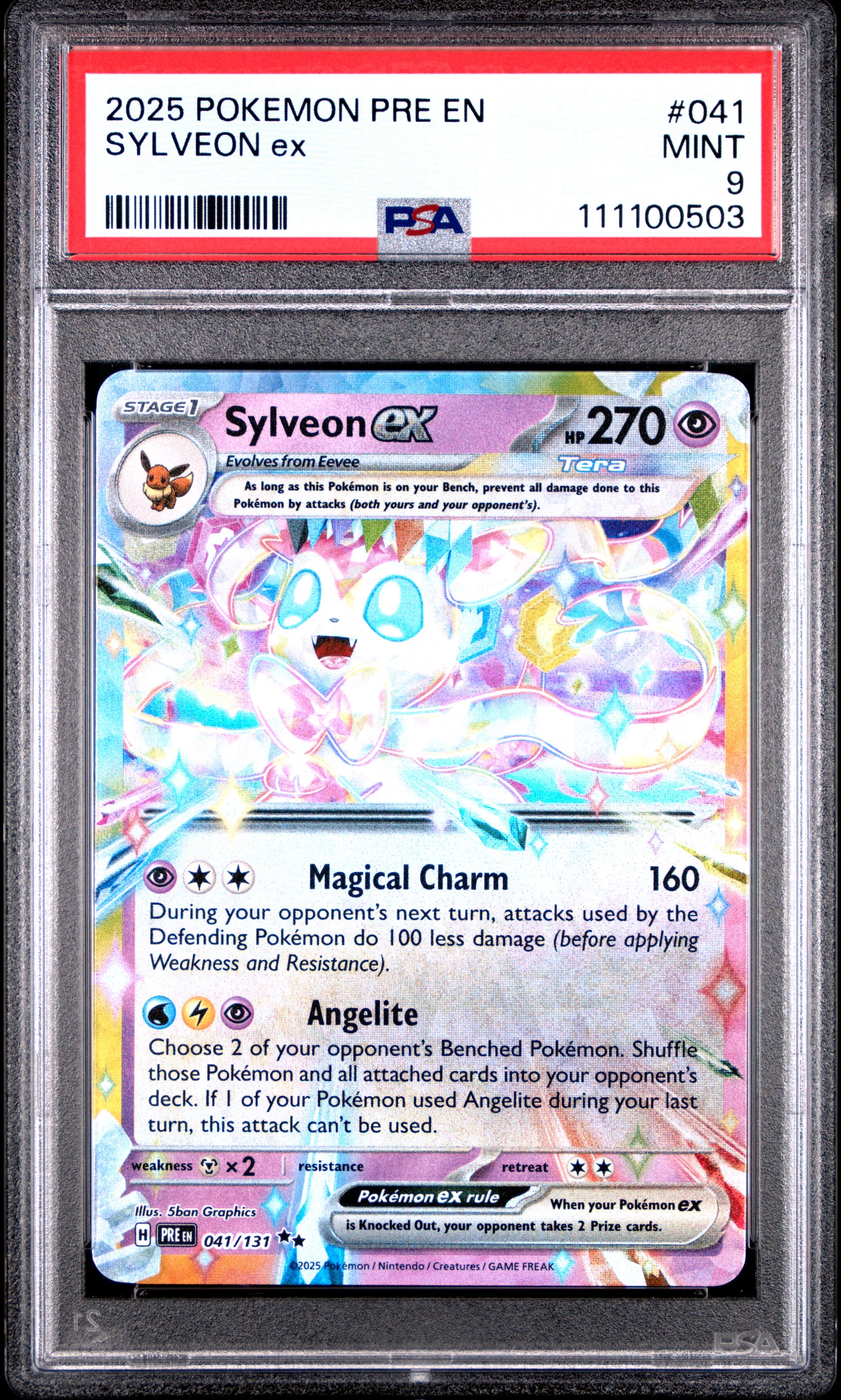 SYLVEON EX 41/131 Common POKEMON PRE EN-PRISMATIC EVOLUTIONS PSA9 MINT 9 PSA population 555 <a href=https://www.psacard.com/cert/111100503/psa>https://www.psacard.com/cert/111100503/psa</a>