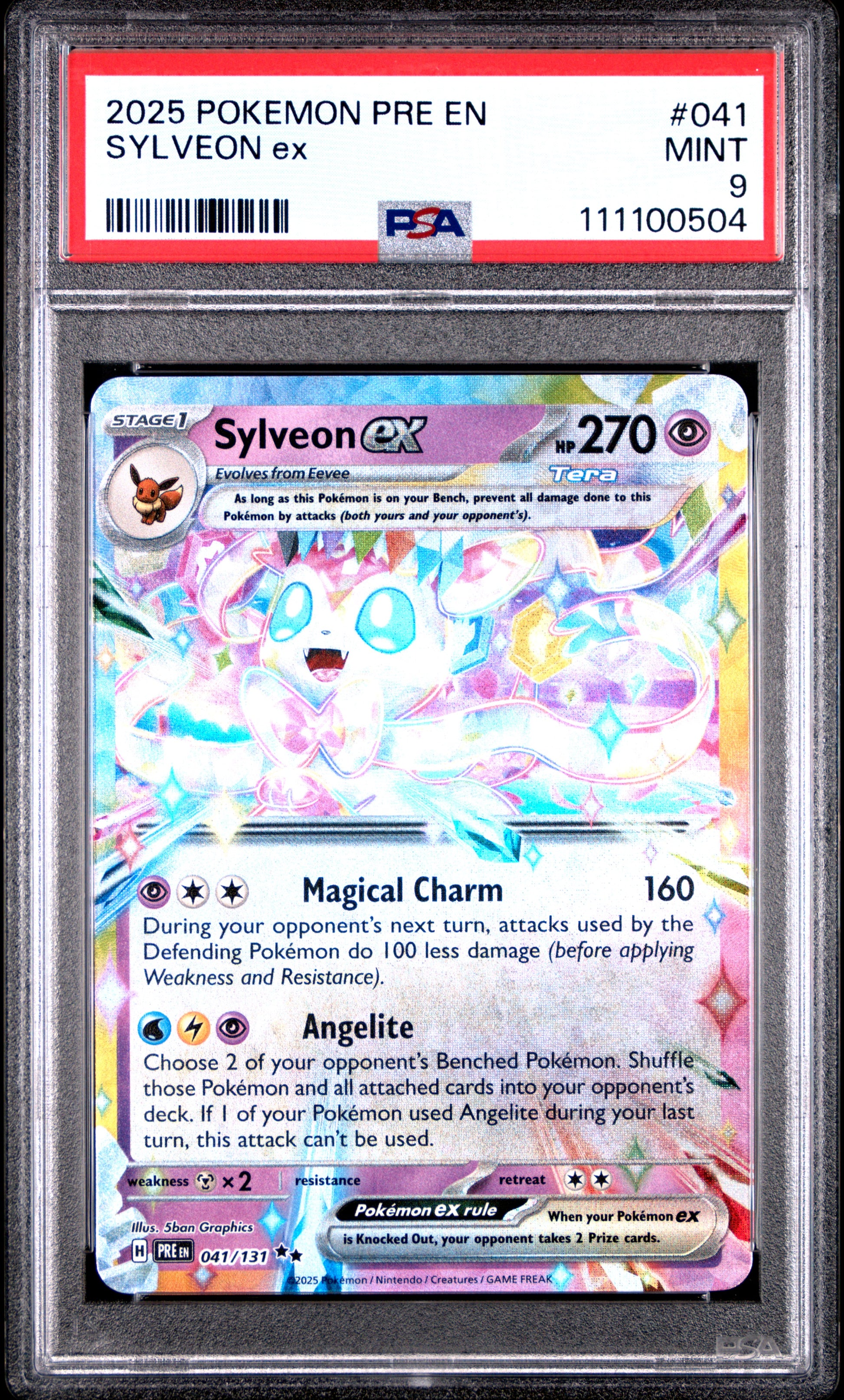 SYLVEON EX 41/131 Common POKEMON PRE EN-PRISMATIC EVOLUTIONS PSA9 MINT 9 PSA population 555 <a href=https://www.psacard.com/cert/111100504/psa>https://www.psacard.com/cert/111100504/psa</a>