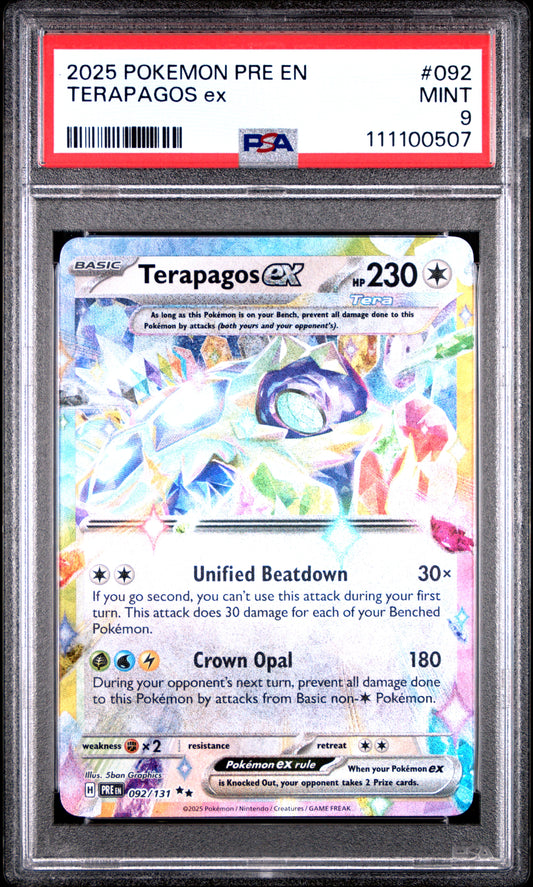 TERAPAGOS EX 92/131 Common POKEMON PRE EN-PRISMATIC EVOLUTIONS PSA9 MINT 9 PSA population 125 <a href=https://www.psacard.com/cert/111100507/psa>https://www.psacard.com/cert/111100507/psa</a>
