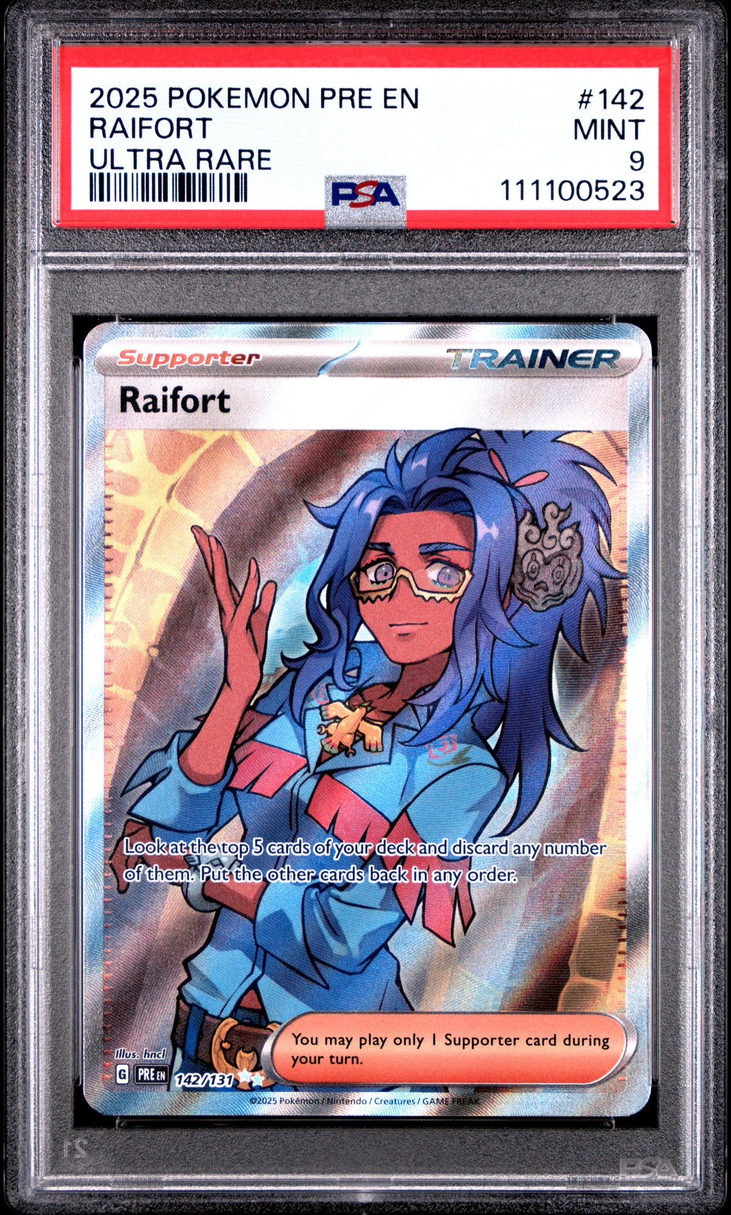 RAIFORT 142/131 Common POKEMON PRE EN-PRISMATIC EVOLUTIONS ULTRA RARE PSA9 MINT 9 PSA population 201 <a href=https://www.psacard.com/cert/111100523/psa>https://www.psacard.com/cert/111100523/psa</a>