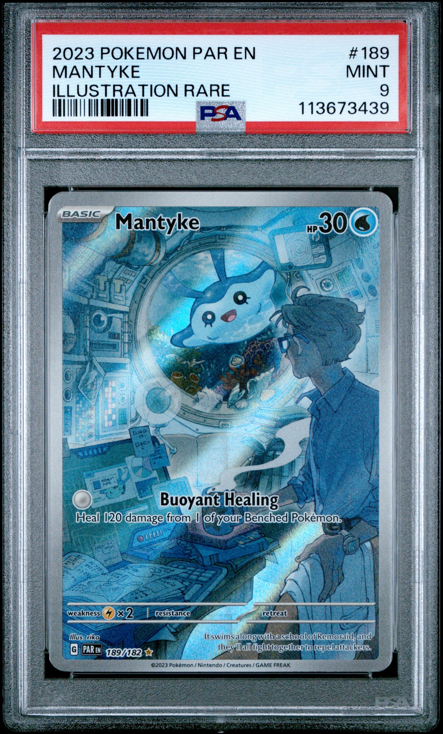 MANTYKE 189/182 Common POKEMON PAR EN-PARADOX RIFT ILLUSTRATION RARE PSA9 MINT 9 PSA population 886 <a href=https://www.psacard.com/cert/113673439/psa>https://www.psacard.com/cert/113673439/psa</a>