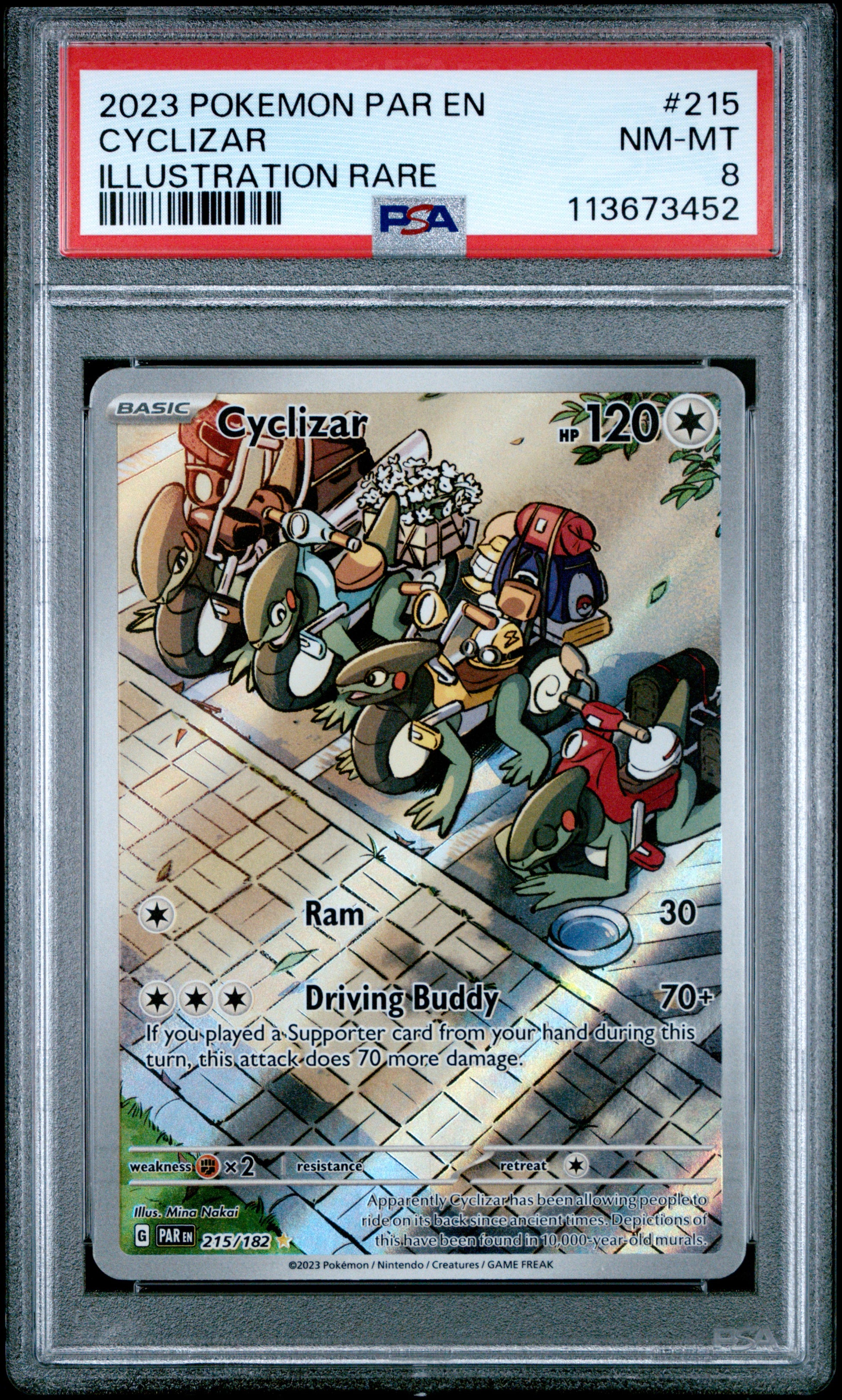 CYCLIZAR 215/182 Common POKEMON PAR EN-PARADOX RIFT ILLUSTRATION RARE PSA8 NM-MT 8 PSA population 26 <a href=https://www.psacard.com/cert/113673452/psa>https://www.psacard.com/cert/113673452/psa</a>