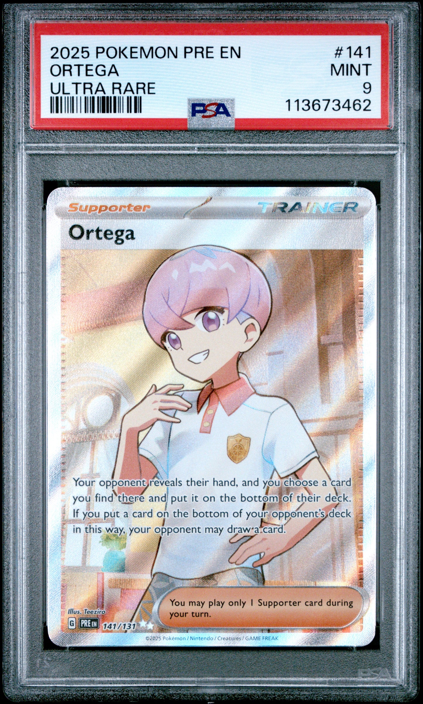 ORTEGA 141/131 Common POKEMON PRE EN-PRISMATIC EVOLUTIONS ULTRA RARE PSA9 MINT 9 PSA population 103 <a href=https://www.psacard.com/cert/113673462/psa>https://www.psacard.com/cert/113673462/psa</a>