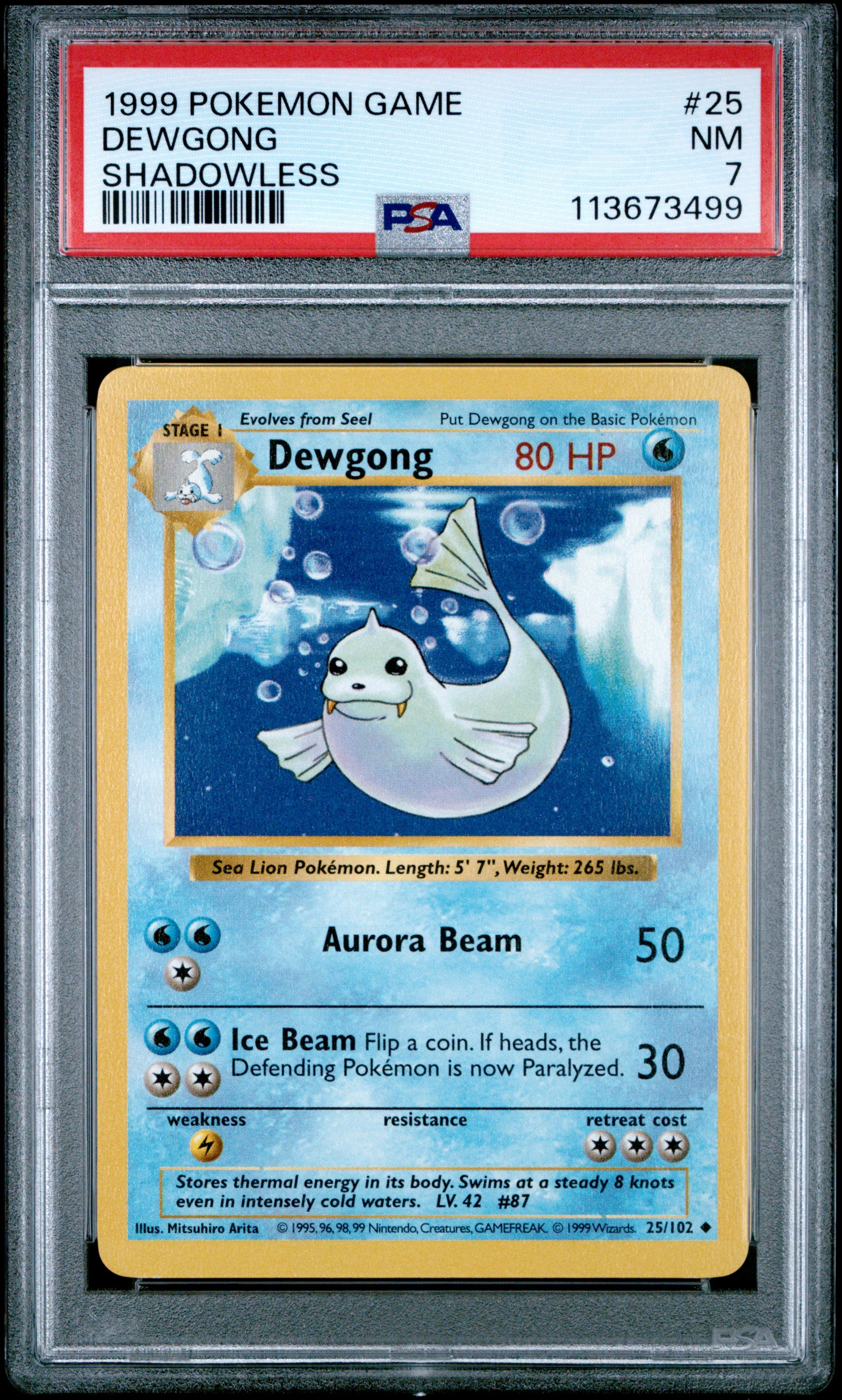 DEWGONG 25/102 [Shadowless]  POKEMON GAME SHADOWLESS PSA7 NM 7 PSA population 103 <a href=https://www.psacard.com/cert/113673499/psa>https://www.psacard.com/cert/113673499/psa</a>
