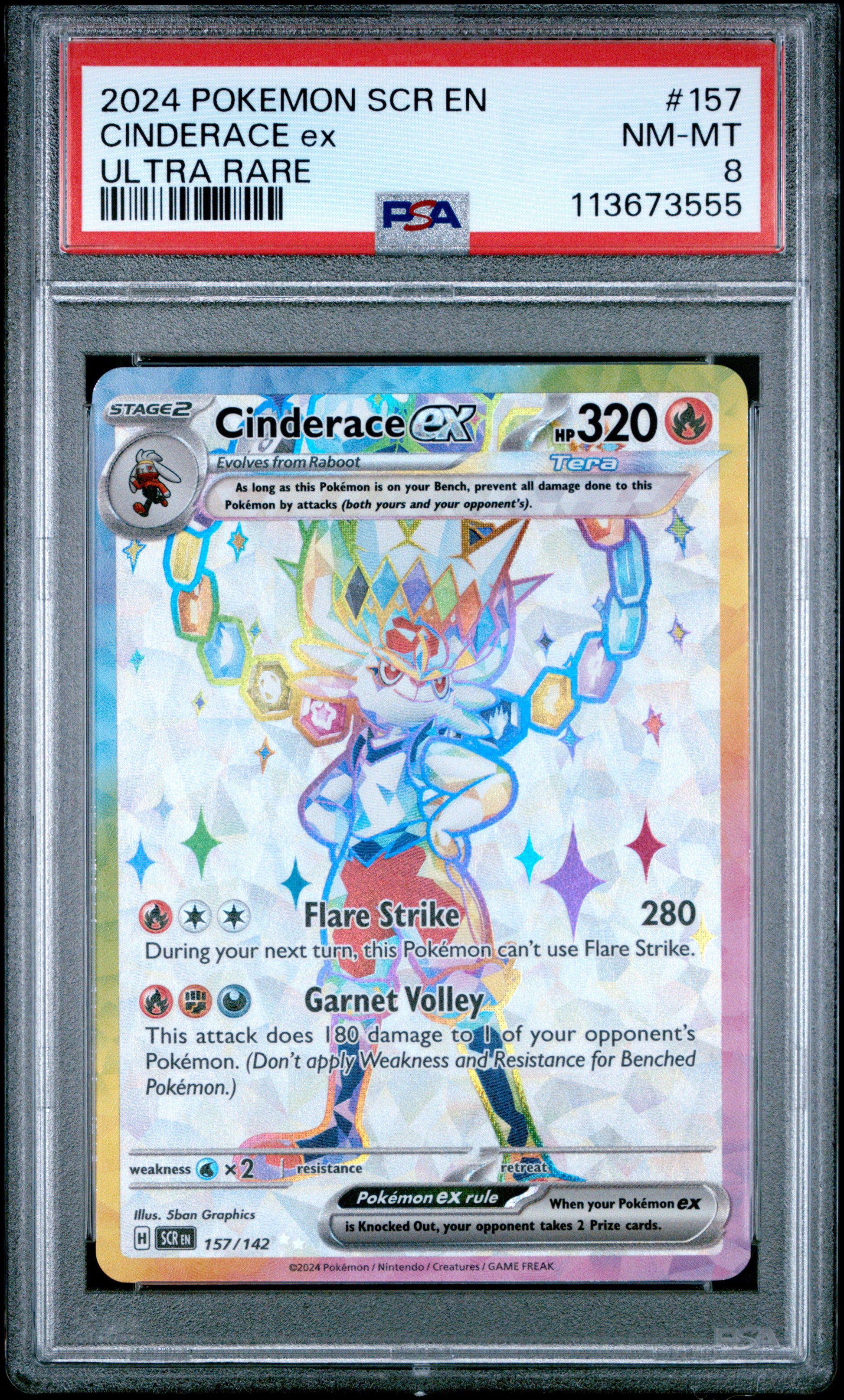 CINDERACE EX 157/142 Common POKEMON SCR EN-STELLAR CROWN ULTRA RARE PSA8 NM-MT 8 PSA population 95 <a href=https://www.psacard.com/cert/113673555/psa>https://www.psacard.com/cert/113673555/psa</a>