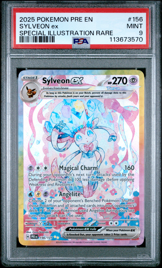 SYLVEON EX 156/131 Common POKEMON PRE EN-PRISMATIC EVOLUTIONS SPECIAL ILLUSTRATION RARE PSA9 MINT 9 PSA population 2883 <a href=https://www.psacard.com/cert/113673570/psa>https://www.psacard.com/cert/113673570/psa</a>