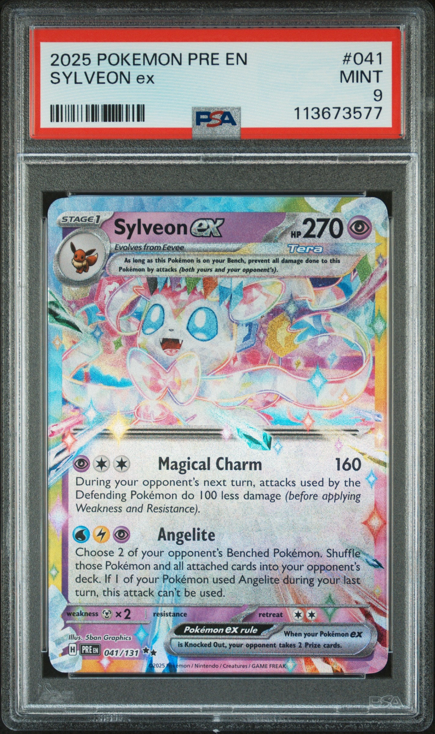 SYLVEON EX 41/131 Common POKEMON PRE EN-PRISMATIC EVOLUTIONS PSA9 MINT 9 PSA population 555 <a href=https://www.psacard.com/cert/113673577/psa>https://www.psacard.com/cert/113673577/psa</a>