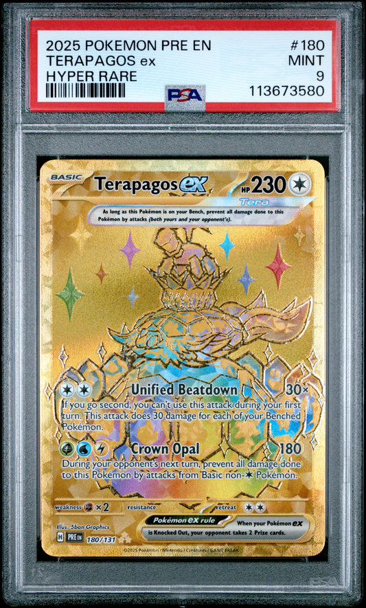 TERAPAGOS EX 180/131 Common POKEMON PRE EN-PRISMATIC EVOLUTIONS HYPER RARE PSA9 MINT 9 PSA population 822 <a href=https://www.psacard.com/cert/113673580/psa>https://www.psacard.com/cert/113673580/psa</a>
