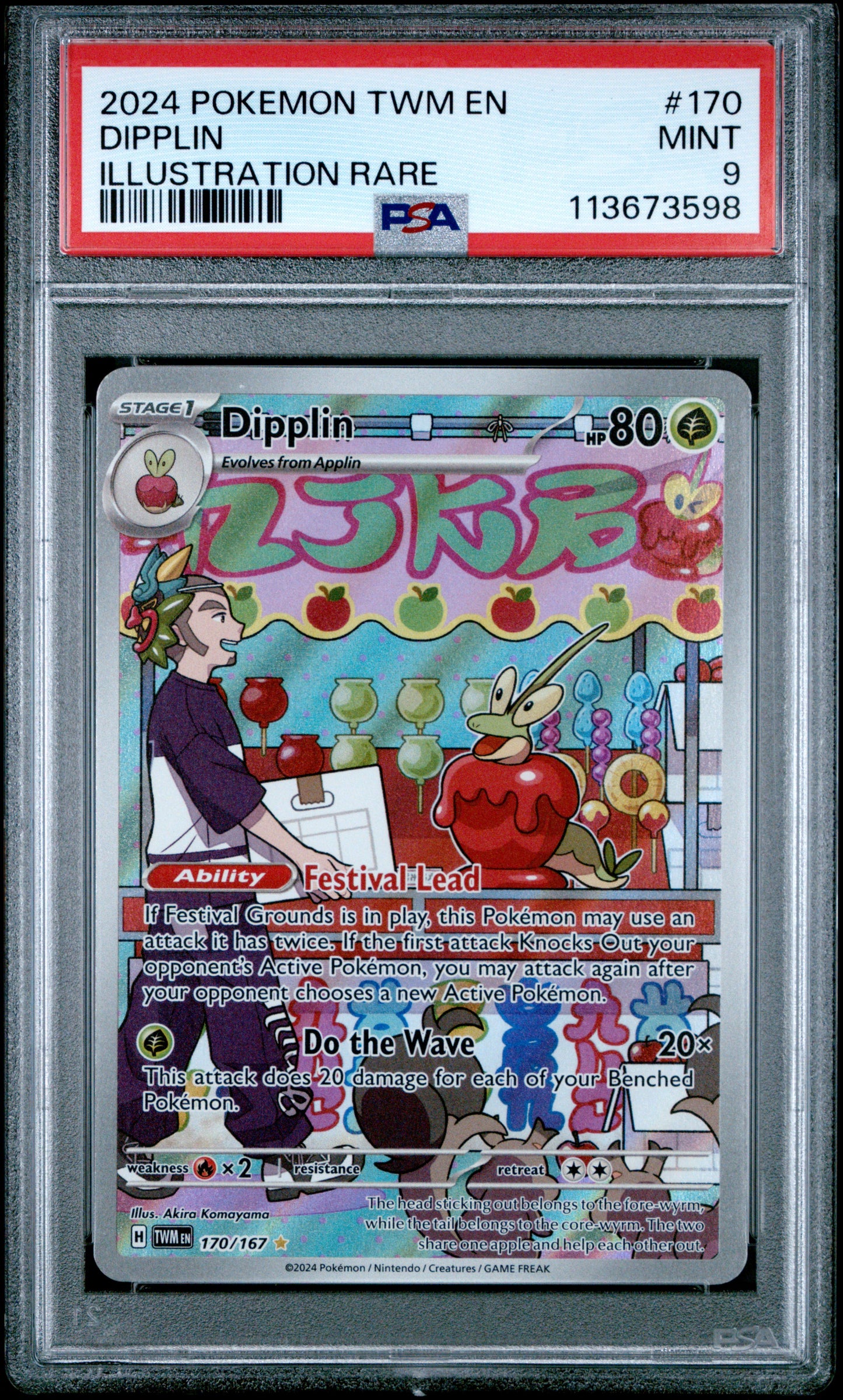 DIPPLIN 170/167 Common POKEMON TWM EN-TWILIGHT MASQUERADE ILLUSTRATION RARE PSA9 MINT 9 PSA population 578 <a href=https://www.psacard.com/cert/113673598/psa>https://www.psacard.com/cert/113673598/psa</a>