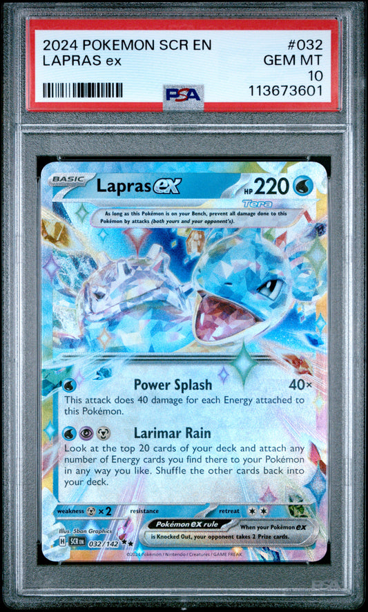 LAPRAS EX 32/142 Common POKEMON SCR EN-STELLAR CROWN PSA10 GEM MT 10 PSA population 381 <a href=https://www.psacard.com/cert/113673601/psa>https://www.psacard.com/cert/113673601/psa</a>