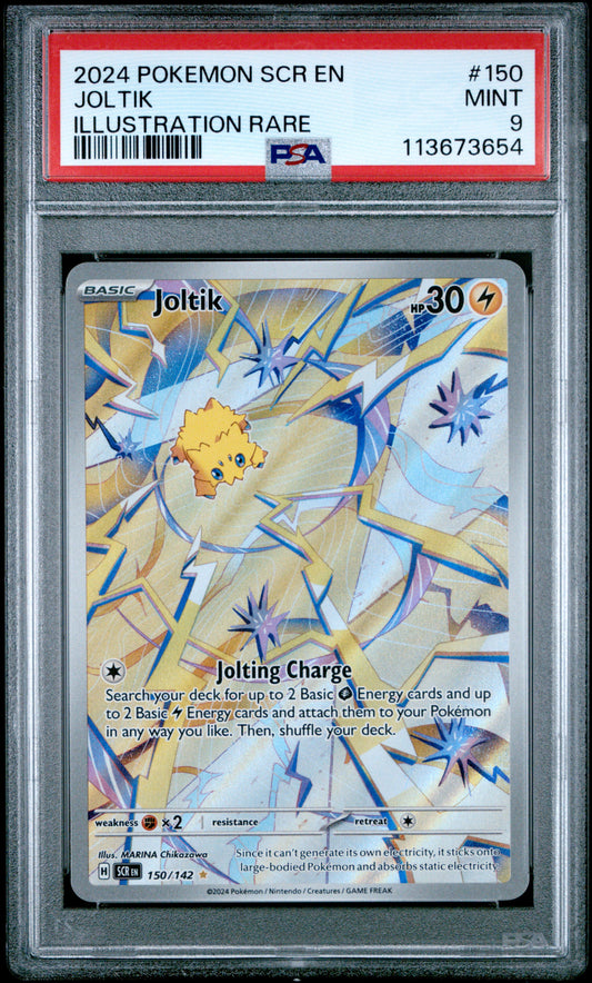 JOLTIK 150/142 Common POKEMON SCR EN-STELLAR CROWN ILLUSTRATION RARE PSA9 MINT 9 PSA population 782 <a href=https://www.psacard.com/cert/113673654/psa>https://www.psacard.com/cert/113673654/psa</a>