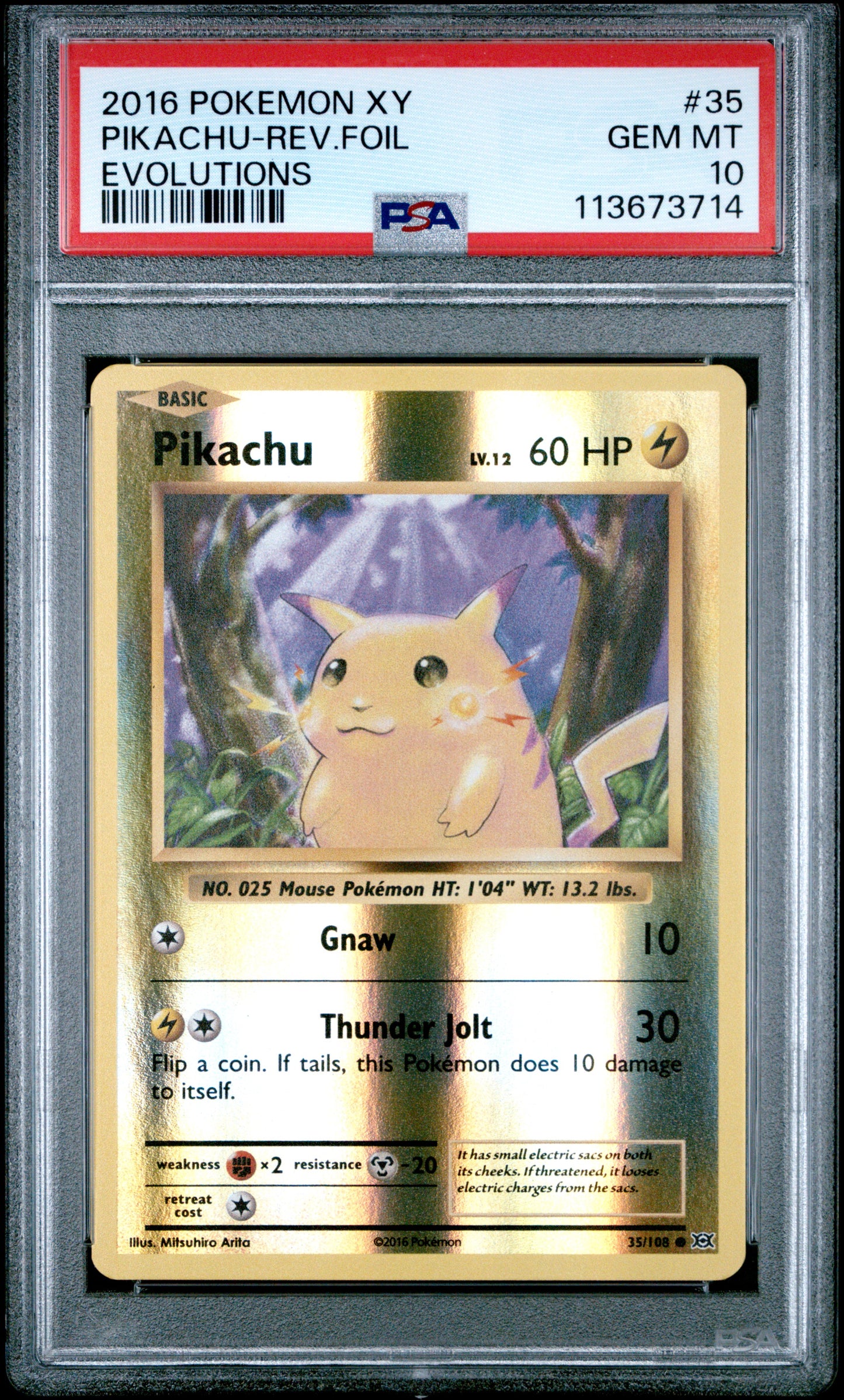 PIKACHU-REV.FOIL 35/108 [Reverse Holo] POKEMON XY EVOLUTIONS EVOLUTIONS PSA10 GEM MT 10 PSA population 956 <a href=https://www.psacard.com/cert/113673714/psa>https://www.psacard.com/cert/113673714/psa</a>