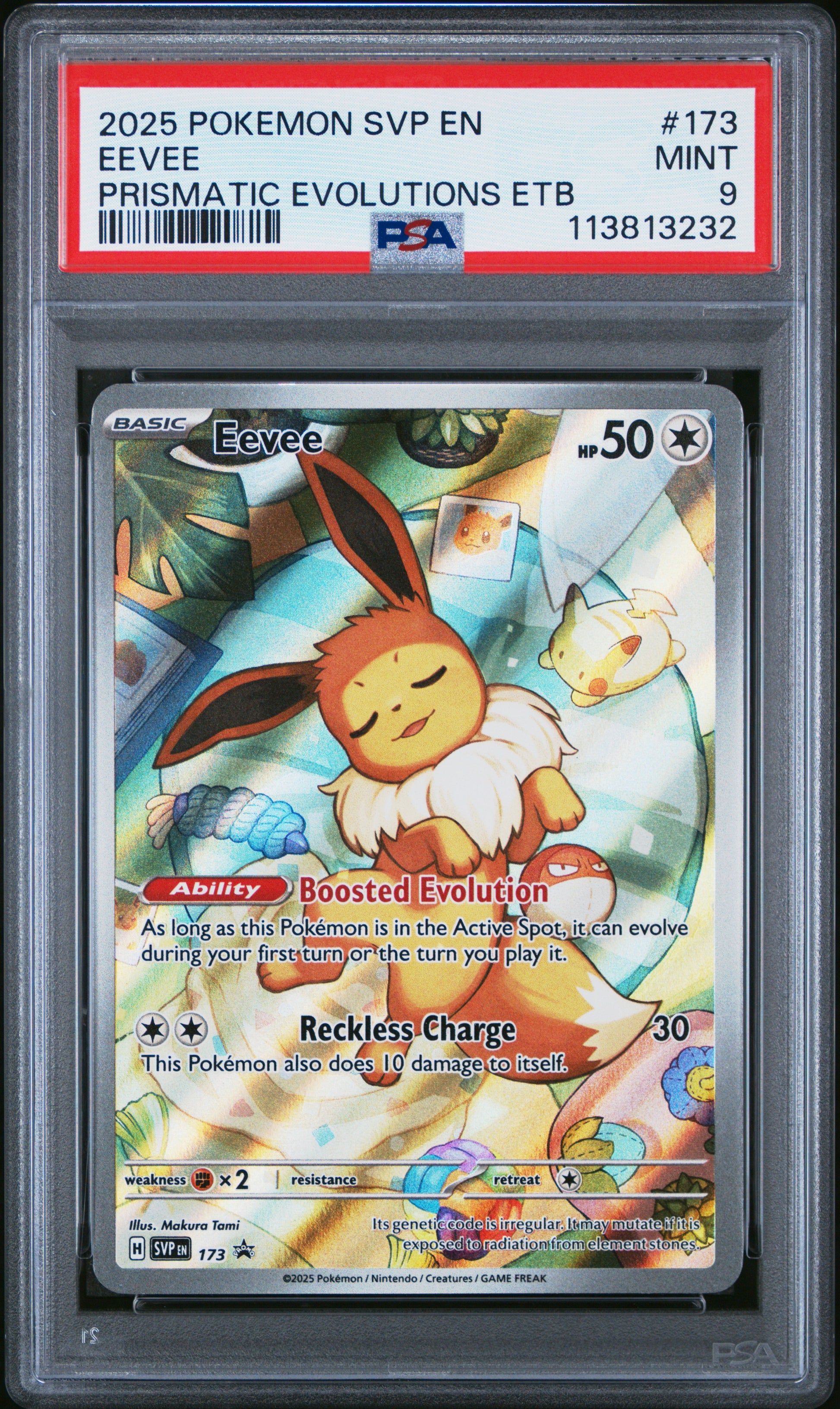 EEVEE 173/SVP Common POKEMON SVP EN-SV BLACK STAR PROMO PRISMATIC EVOLUTIONS ETB PSA9 MINT 9 PSA population 24772 <a href=https://www.psacard.com/cert/113813232/psa>https://www.psacard.com/cert/113813232/psa</a>