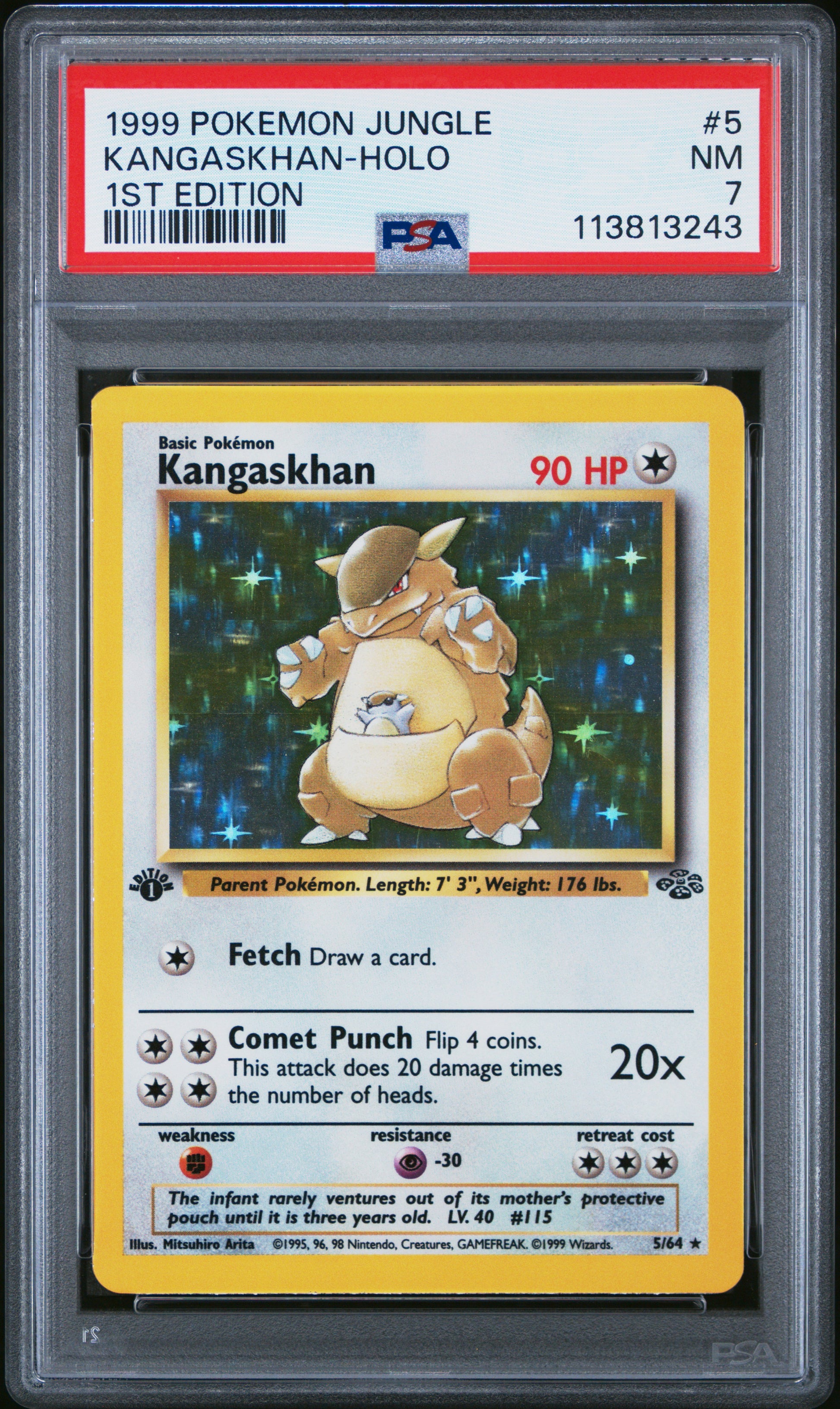 KANGASKHAN-HOLO 5/64 [1st Edition] POKEMON JUNGLE 1ST EDITION PSA7 NM 7 PSA population 514 <a href=https://www.psacard.com/cert/113813243/psa>https://www.psacard.com/cert/113813243/psa</a>