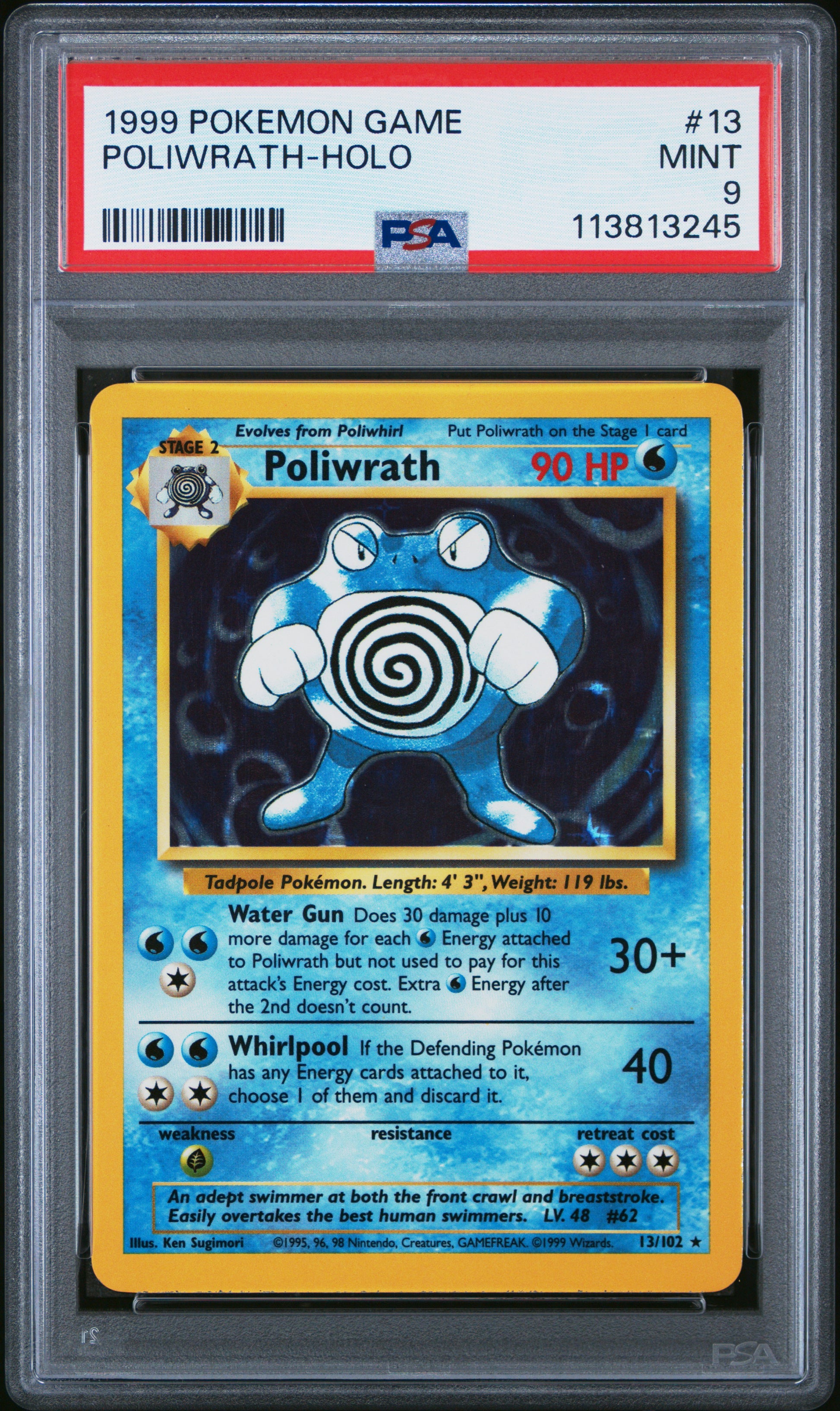 POLIWRATH-HOLO 13/102 Unlimited POKEMON GAME PSA9 MINT 9 PSA population 3583 <a href=https://www.psacard.com/cert/113813245/psa>https://www.psacard.com/cert/113813245/psa</a>