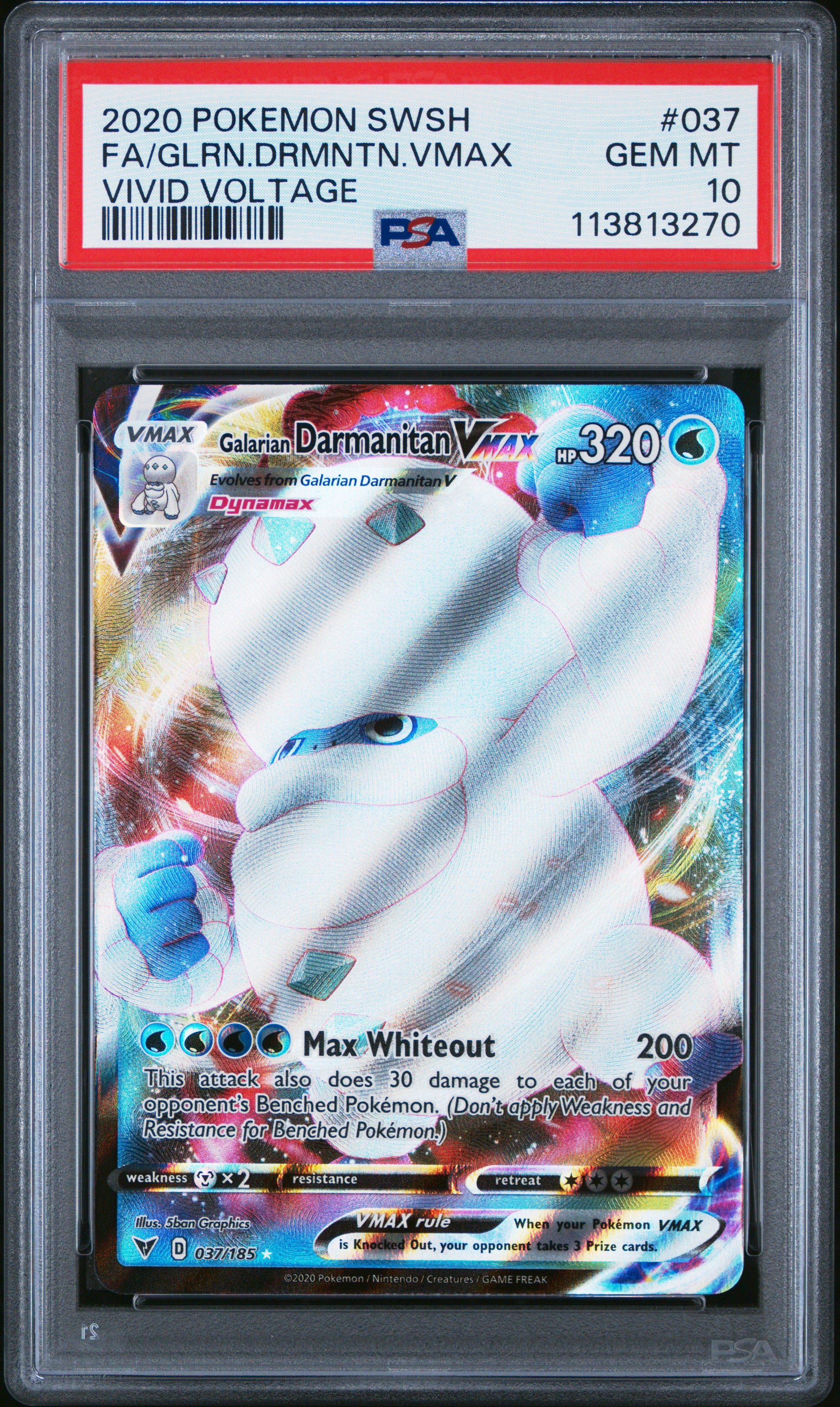 FA/GLRN.DRMNTN.VMAX 37/185 Common POKEMON SWORD & SHIELD VIVID VOLTAGE VIVID VOLTAGE PSA10 GEM MT 10 PSA population 744 <a href=https://www.psacard.com/cert/113813270/psa>https://www.psacard.com/cert/113813270/psa</a>