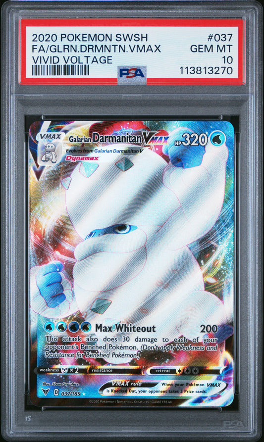 FA/GLRN.DRMNTN.VMAX 37/185 Common POKEMON SWORD & SHIELD VIVID VOLTAGE VIVID VOLTAGE PSA10 GEM MT 10 PSA population 744 <a href=https://www.psacard.com/cert/113813270/psa>https://www.psacard.com/cert/113813270/psa</a>