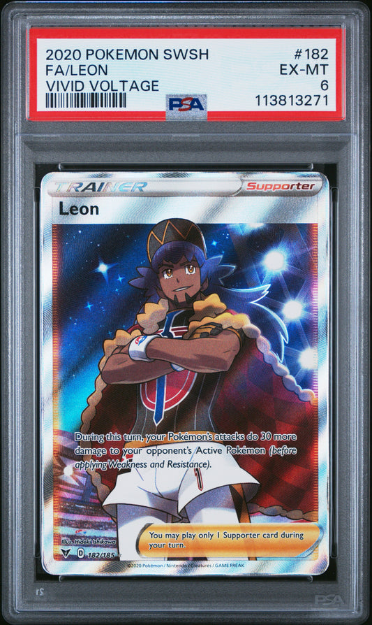 FA/LEON 182/185 Common POKEMON SWORD & SHIELD VIVID VOLTAGE VIVID VOLTAGE PSA6 EX-MT 6 PSA population 45 <a href=https://www.psacard.com/cert/113813271/psa>https://www.psacard.com/cert/113813271/psa</a>