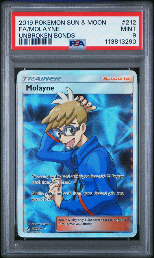 FA/MOLAYNE 212/214 Common POKEMON SUN & MOON UNBROKEN BONDS UNBROKEN BONDS PSA9 MINT 9 PSA population 96 <a href=https://www.psacard.com/cert/113813290/psa>https://www.psacard.com/cert/113813290/psa</a>