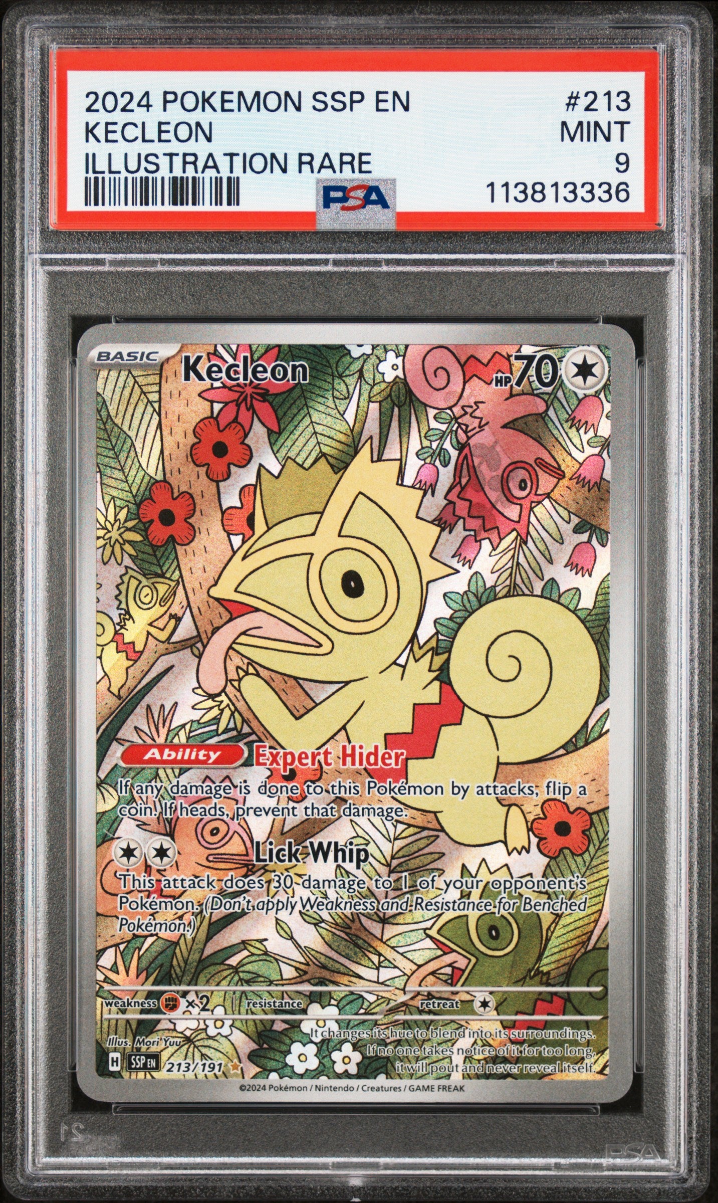 KECLEON 213/191 Common POKEMON SSP EN-SURGING SPARKS ILLUSTRATION RARE PSA9 MINT 9 PSA population 1014 <a href=https://www.psacard.com/cert/113813336/psa>https://www.psacard.com/cert/113813336/psa</a>