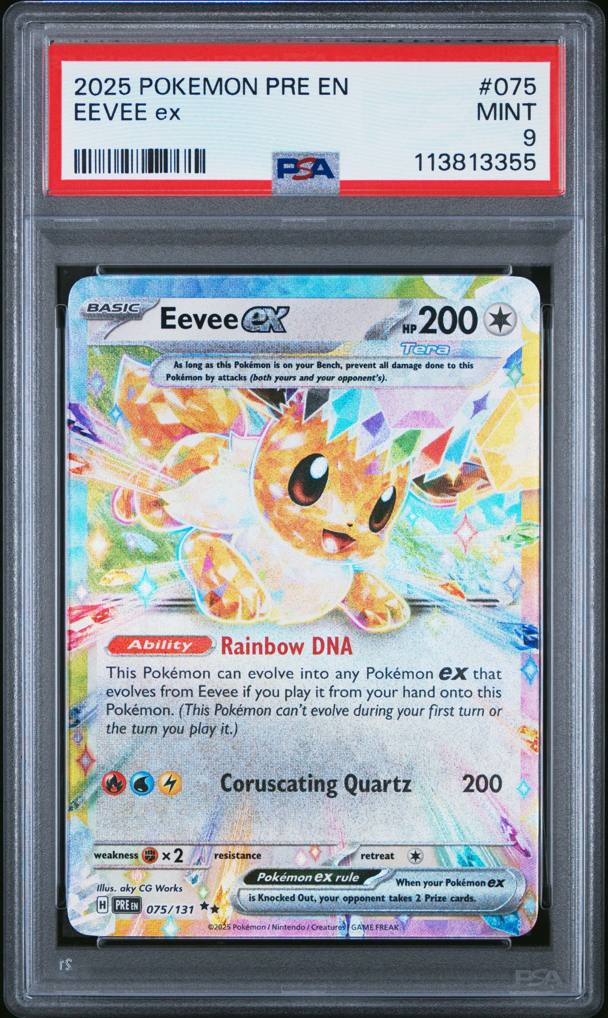 EEVEE EX 75/131 Common POKEMON PRE EN-PRISMATIC EVOLUTIONS PSA9 MINT 9 PSA population 902 <a href=https://www.psacard.com/cert/113813355/psa>https://www.psacard.com/cert/113813355/psa</a>
