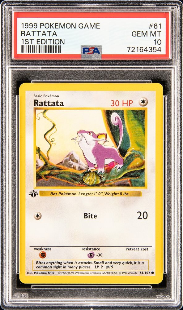 RATTATA 61/102 [1st Edition]  POKEMON GAME 1ST EDITION PSA10 GEM MT 10 PSA population 0 <a href=https://www.psacard.com/cert/20644188/psa>https://www.psacard.com/cert/20644188/psa</a>