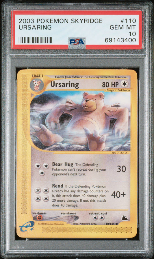 URSARING 110/144 Common POKEMON SKYRIDGE PSA10 GEM MT 10 PSA population 45 <a href=https://www.psacard.com/cert/69143400/psa>https://www.psacard.com/cert/69143400/psa</a>