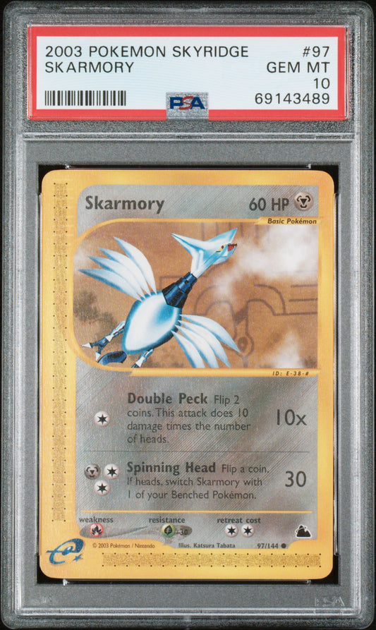 SKARMORY 97/144 Common POKEMON SKYRIDGE PSA10 GEM MT 10 PSA population 59 <a href=https://www.psacard.com/cert/69143489/psa>https://www.psacard.com/cert/69143489/psa</a>