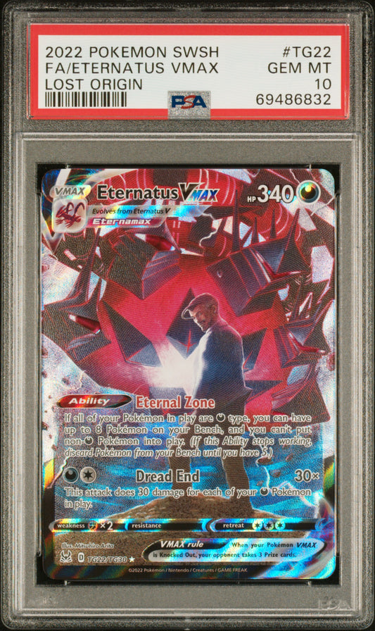 FA/ETERNATUS VMAX TG22/TG30 Common POKEMON SWORD & SHIELD LOST ORIGIN LOST ORIGIN PSA10 GEM MT 10 PSA population 644 <a href=https://www.psacard.com/cert/69486832/psa>https://www.psacard.com/cert/69486832/psa</a>