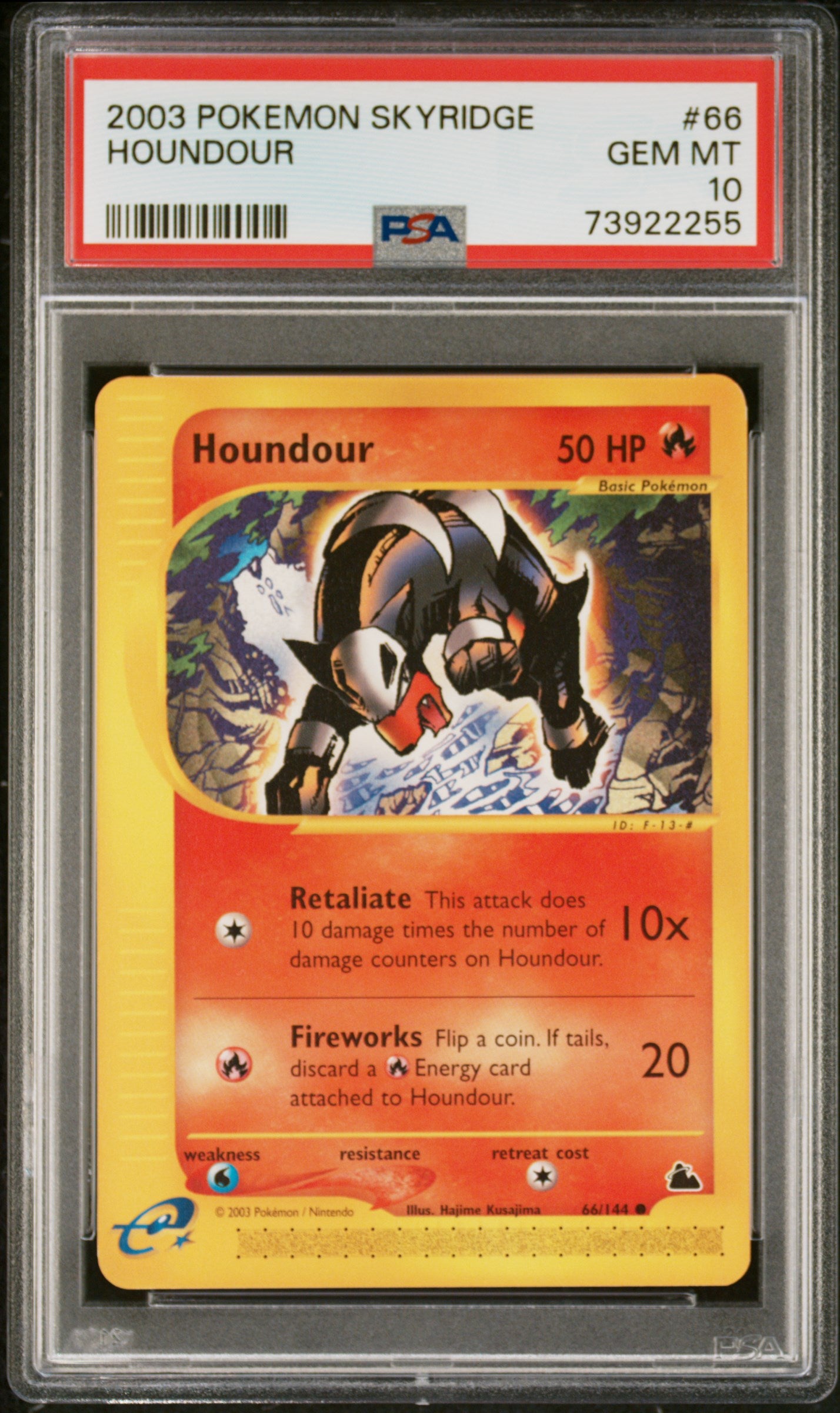 HOUNDOUR 66/144 Common POKEMON SKYRIDGE PSA10 GEM MT 10 PSA population 63 <a href=https://www.psacard.com/cert/73922255/psa>https://www.psacard.com/cert/73922255/psa</a>
