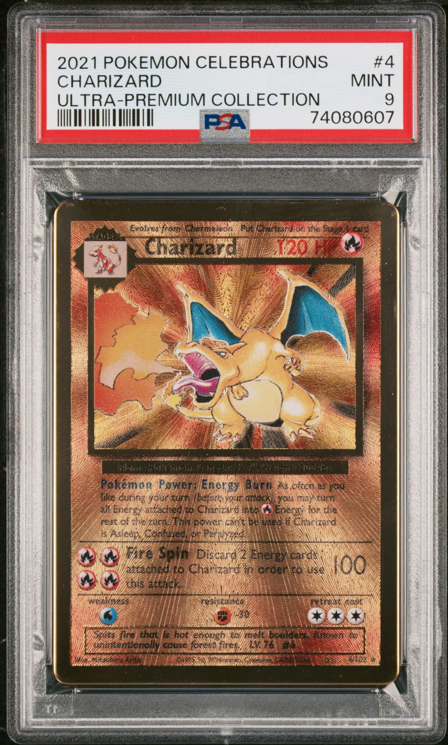 CHARIZARD 4/102 [Premium Collection] POKEMON CELEBRATIONS ULTRA-PREMIUM COLLECTION ULTRA-PREMIUM COLLECTION PSA9 MINT 9 PSA population 7656 <a href=https://www.psacard.com/cert/74080607/psa>https://www.psacard.com/cert/74080607/psa</a>