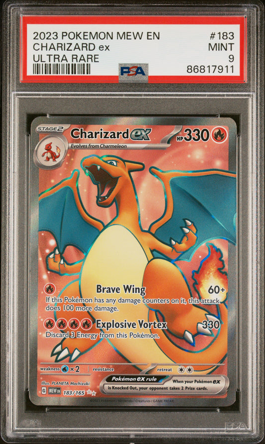 CHARIZARD EX 183/165 Common POKEMON MEW EN-151 ULTRA RARE PSA9 MINT 9 PSA population 8940 <a href=https://www.psacard.com/cert/86817911/psa>https://www.psacard.com/cert/86817911/psa</a>