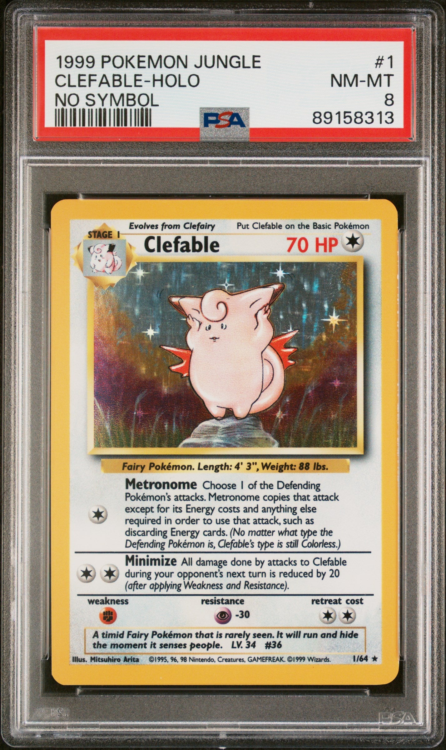 CLEFABLE-HOLO 1/64 [No Symbol] POKEMON JUNGLE NO SYMBOL PSA8 NM-MT 8 PSA population 358 <a href=https://www.psacard.com/cert/89158313/psa>https://www.psacard.com/cert/89158313/psa</a>