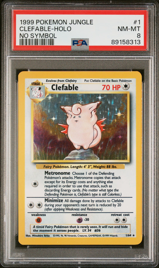 CLEFABLE-HOLO 1/64 [No Symbol] POKEMON JUNGLE NO SYMBOL PSA8 NM-MT 8 PSA population 358 <a href=https://www.psacard.com/cert/89158313/psa>https://www.psacard.com/cert/89158313/psa</a>