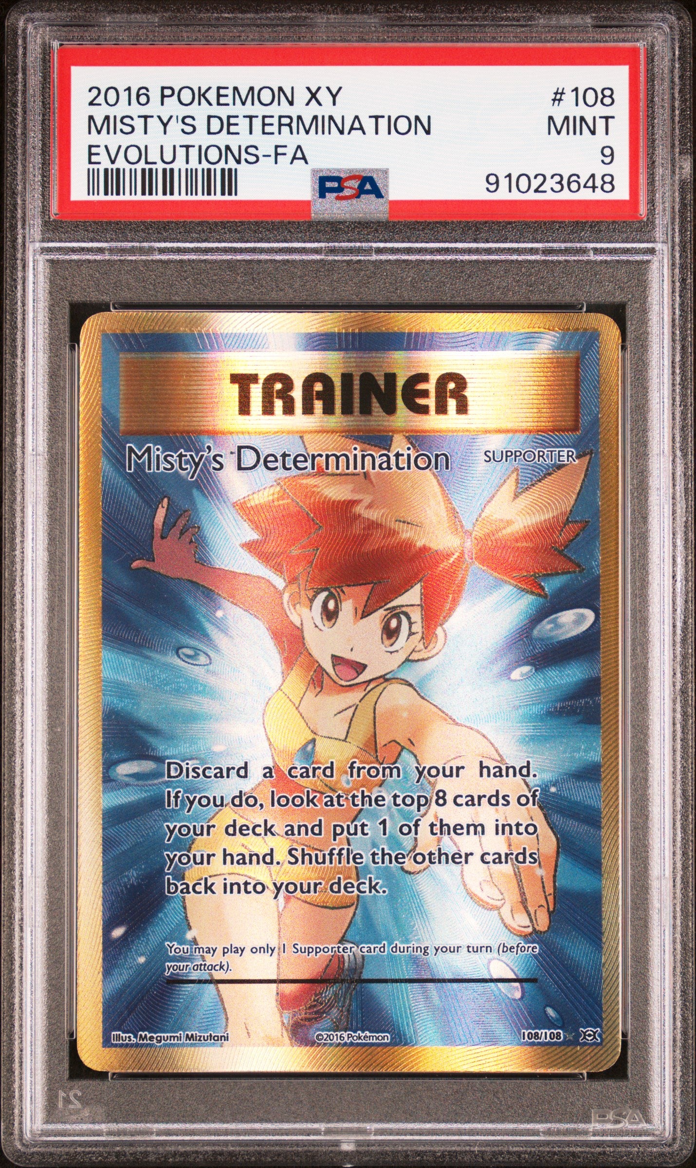 MISTY'S DETERMINATION 108/108 Common POKEMON XY EVOLUTIONS EVOLUTIONS-FA PSA9 MINT 9 PSA population 3379 <a href=https://www.psacard.com/cert/91023648/psa>https://www.psacard.com/cert/91023648/psa</a>