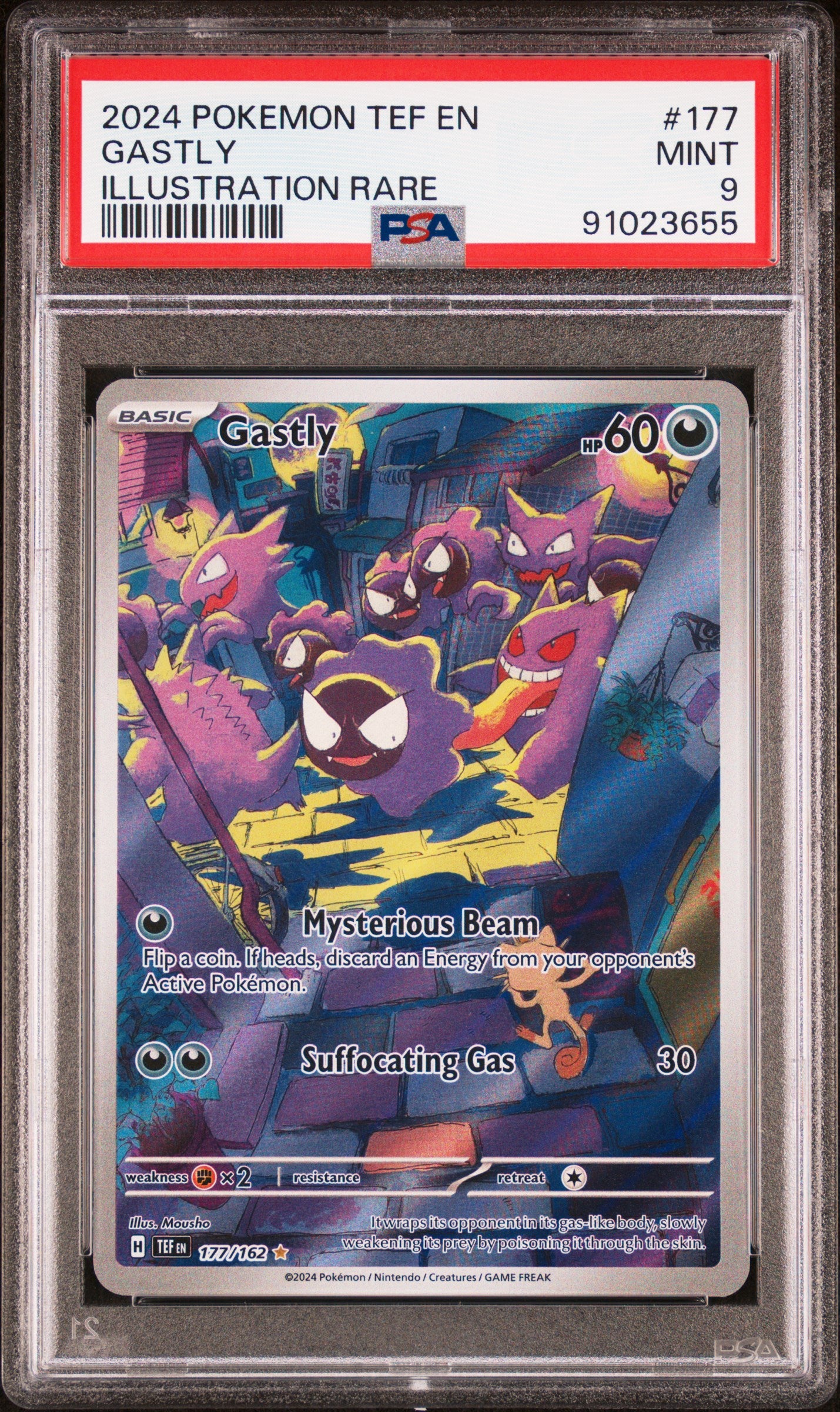 GASTLY 177/162 Common POKEMON TEF EN-TEMPORAL FORCES ILLUSTRATION RARE PSA9 MINT 9 PSA population 6095 <a href=https://www.psacard.com/cert/91023655/psa>https://www.psacard.com/cert/91023655/psa</a>