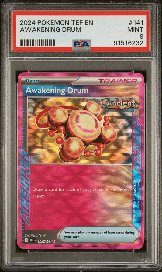 AWAKENING DRUM 141/162 Common POKEMON TEF EN-TEMPORAL FORCES PSA9 MINT 9 PSA population 75 <a href=https://www.psacard.com/cert/91516232/psa>https://www.psacard.com/cert/91516232/psa</a>