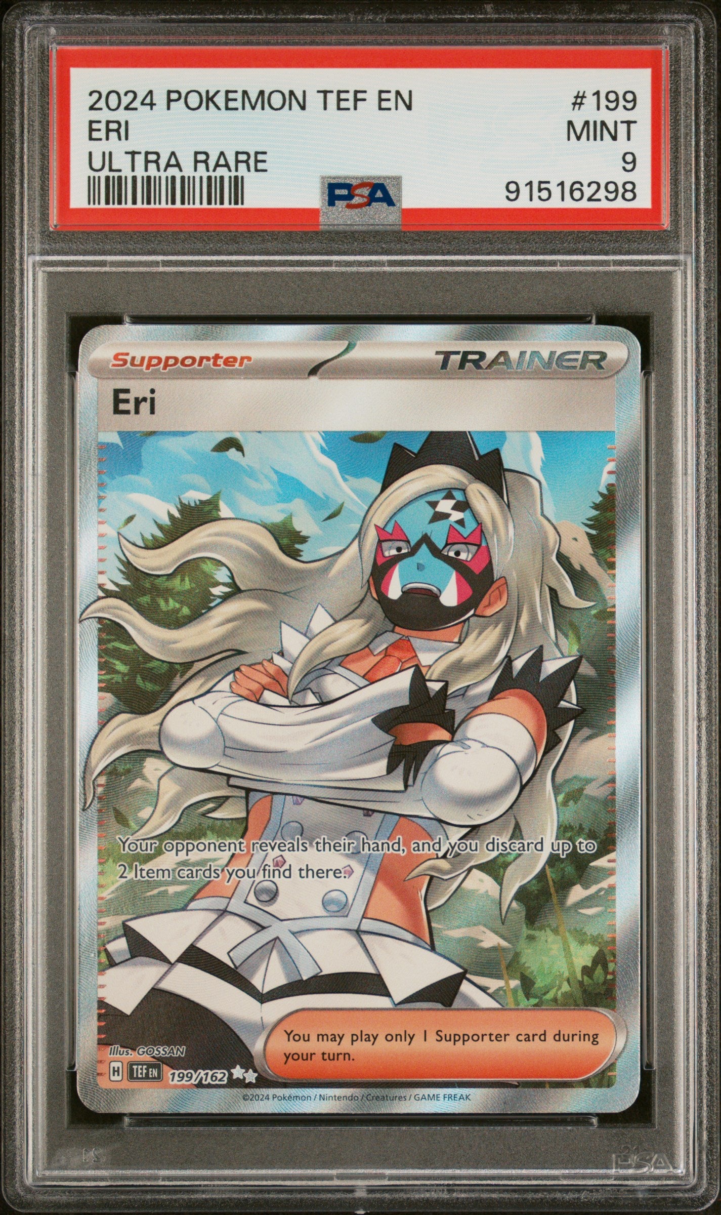 ERI 199/162 Common POKEMON TEF EN-TEMPORAL FORCES ULTRA RARE PSA9 MINT 9 PSA population 253 <a href=https://www.psacard.com/cert/91516298/psa>https://www.psacard.com/cert/91516298/psa</a>