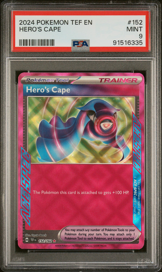 HERO'S CAPE 152/162 Common POKEMON TEF EN-TEMPORAL FORCES PSA9 MINT 9 PSA population 133 <a href=https://www.psacard.com/cert/91516335/psa>https://www.psacard.com/cert/91516335/psa</a>