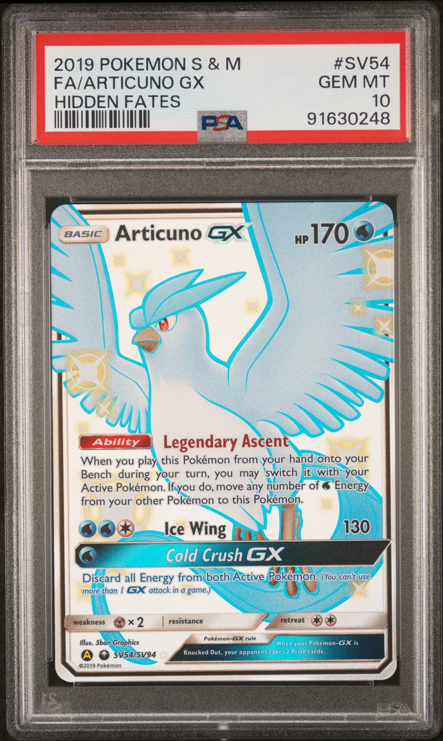 FA/ARTICUNO GX SV54/SV94 Common POKEMON SUN & MOON HIDDEN FATES HIDDEN FATES PSA10 GEM MT 10 PSA population 3610 <a href=https://www.psacard.com/cert/91630248/psa>https://www.psacard.com/cert/91630248/psa</a>