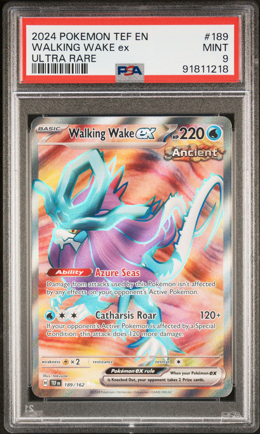 WALKING WAKE EX 189/162 Common POKEMON TEF EN-TEMPORAL FORCES ULTRA RARE PSA9 MINT 9 PSA population 192 <a href=https://www.psacard.com/cert/91811218/psa>https://www.psacard.com/cert/91811218/psa</a>