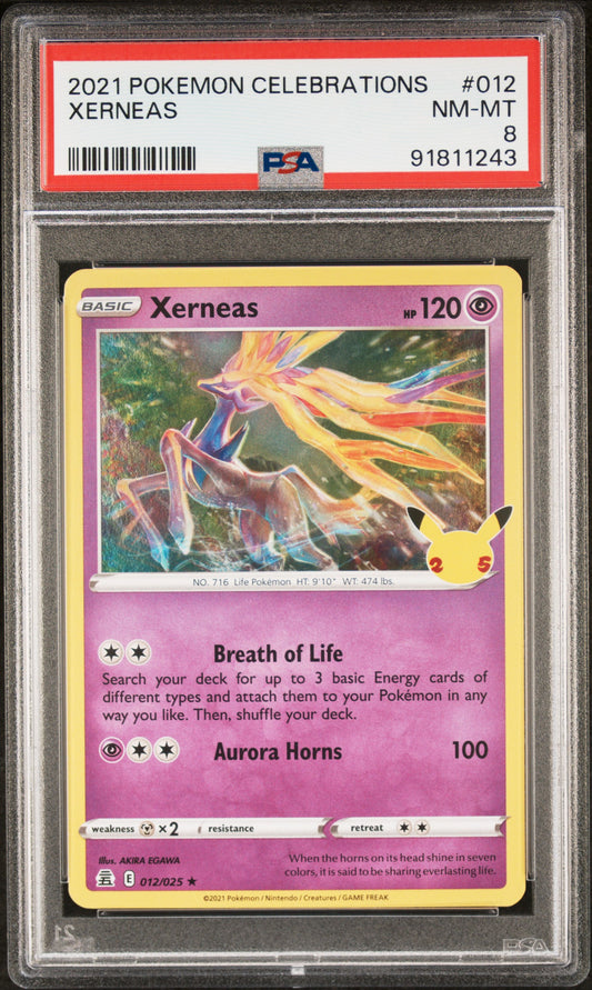 XERNEAS 12/25 Common POKEMON CELEBRATIONS PSA8 NM-MT 8 PSA population 212 <a href=https://www.psacard.com/cert/91811243/psa>https://www.psacard.com/cert/91811243/psa</a>