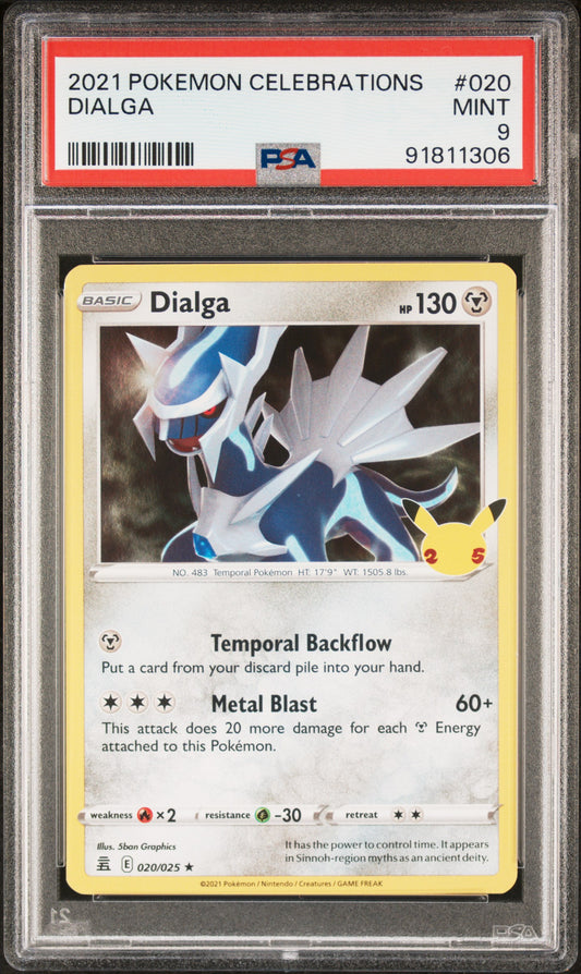 DIALGA 20/25 Common POKEMON CELEBRATIONS PSA9 MINT 9 PSA population 282 <a href=https://www.psacard.com/cert/91811306/psa>https://www.psacard.com/cert/91811306/psa</a>