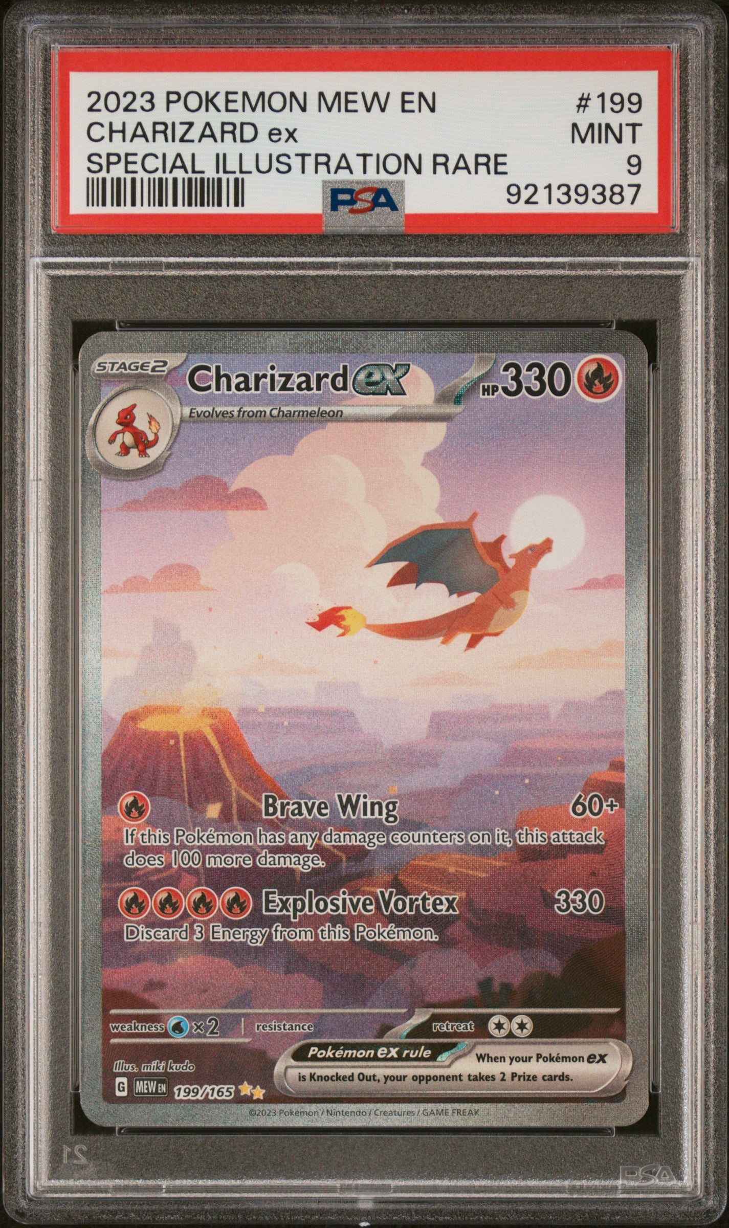 CHARIZARD EX 199/165 Common POKEMON MEW EN-151 SPECIAL ILLUSTRATION RARE PSA9 MINT 9 PSA population 34076 <a href=https://www.psacard.com/cert/92139387/psa>https://www.psacard.com/cert/92139387/psa</a>