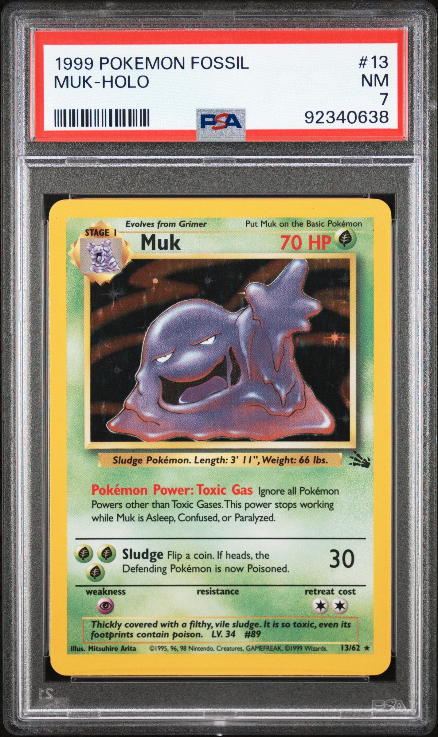 MUK-HOLO 13/62 Common POKEMON FOSSIL PSA7 NM 7 PSA population 1209 <a href=https://www.psacard.com/cert/92340638/psa>https://www.psacard.com/cert/92340638/psa</a>