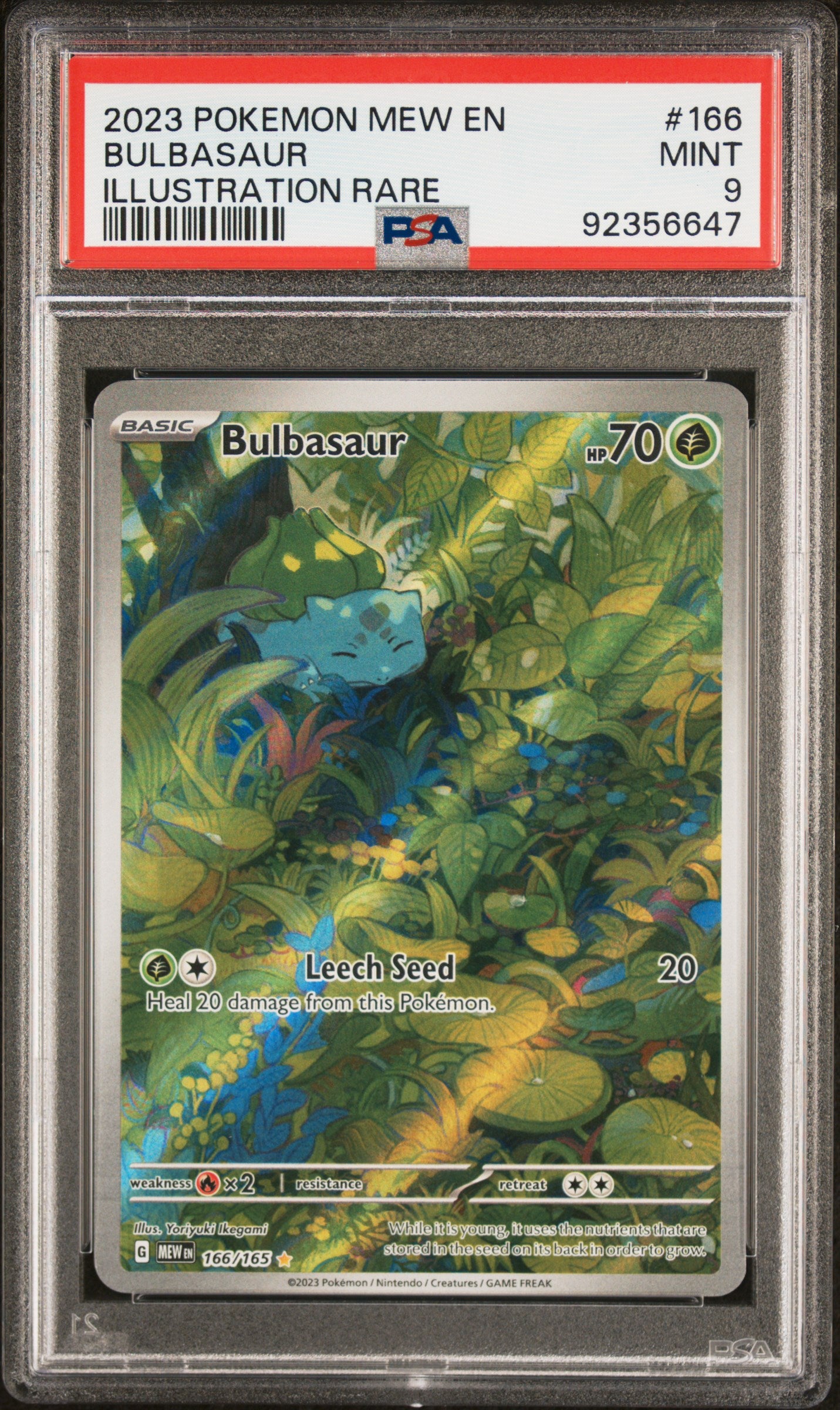 BULBASAUR 166/165 Common POKEMON MEW EN-151 ILLUSTRATION RARE PSA9 MINT 9 PSA population 11450 <a href=https://www.psacard.com/cert/92356647/psa>https://www.psacard.com/cert/92356647/psa</a>
