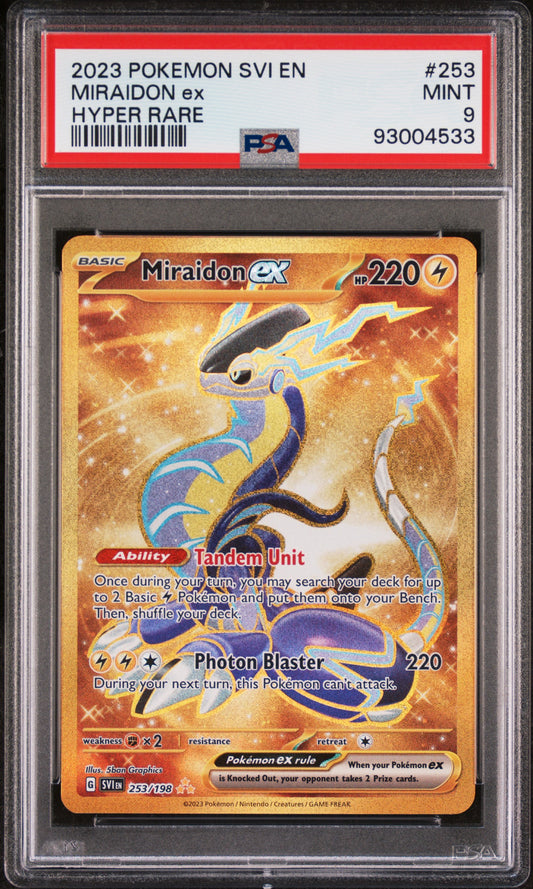 MIRAIDON EX 253/198 Common POKEMON SVI EN-SCARLET & VIOLET HYPER RARE PSA9 MINT 9 PSA population 1057 <a href=https://www.psacard.com/cert/93004533/psa>https://www.psacard.com/cert/93004533/psa</a>