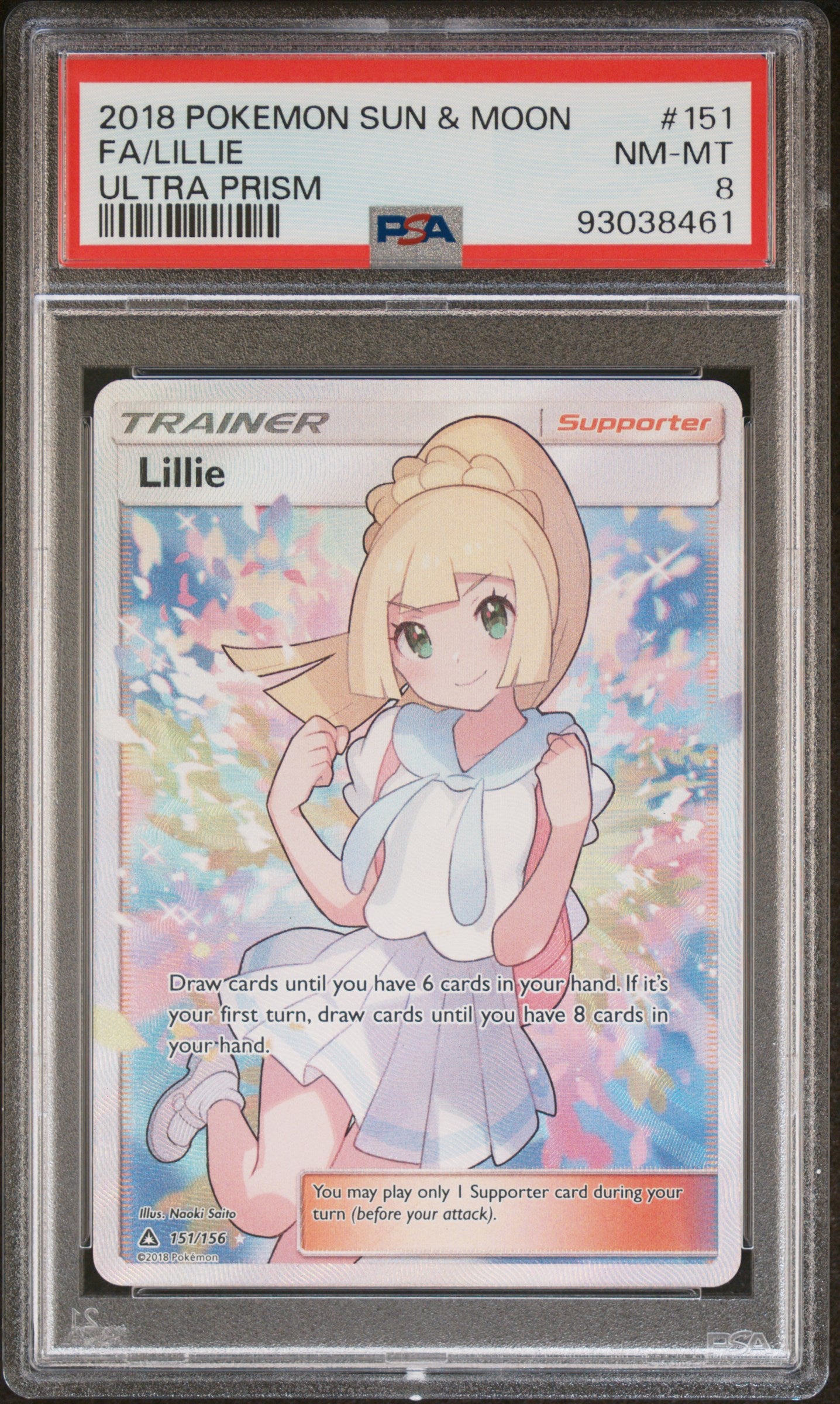 FA/LILLIE 151/156 Common POKEMON SUN & MOON ULTRA PRISM ULTRA PRISM PSA8 NM-MT 8 PSA population 570 <a href=https://www.psacard.com/cert/93038461/psa>https://www.psacard.com/cert/93038461/psa</a>