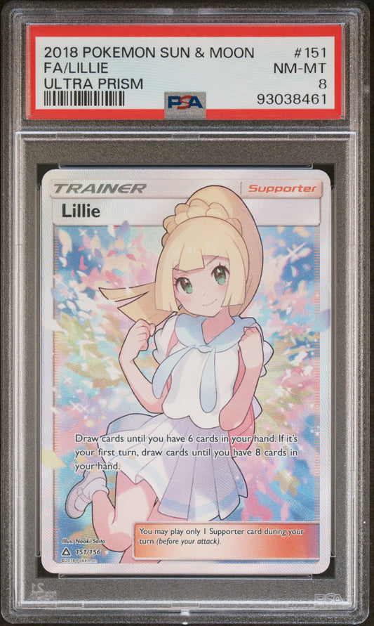 FA/LILLIE 151/156 Common POKEMON SUN & MOON ULTRA PRISM ULTRA PRISM PSA8 NM-MT 8 PSA population 570 <a href=https://www.psacard.com/cert/93038461/psa>https://www.psacard.com/cert/93038461/psa</a>